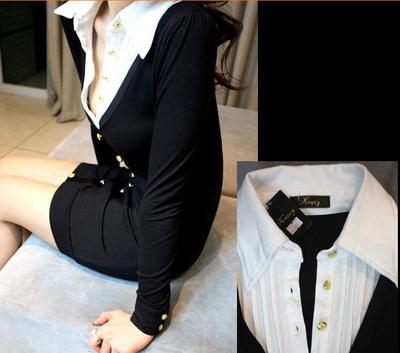 【2015秋冬女裝OL氣質(zhì)性感夜店連衣裙 緊身顯瘦包臀長袖低胸裙】價格_廠家_圖片 -